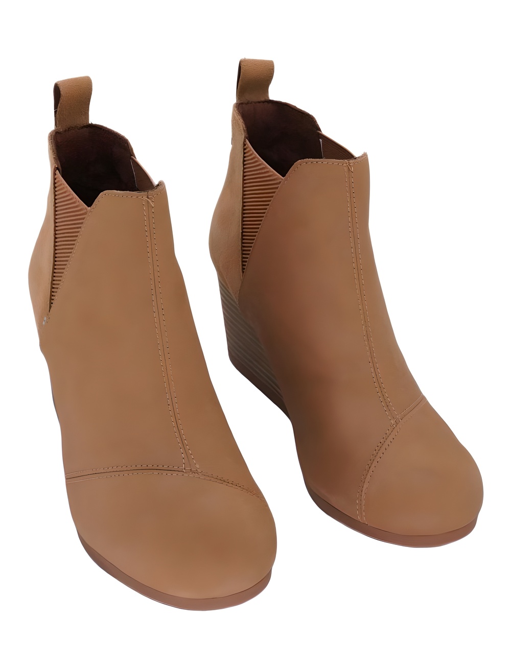 TOMS Kelsey Tan Oiled Nubuck Suede Wedge Booties 3 Heel Size 9M